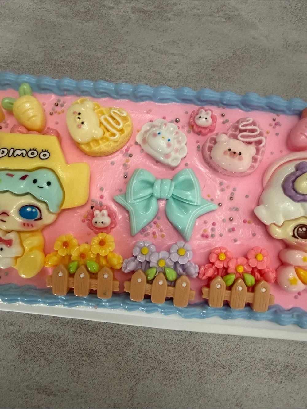 Decorative Pink Cartoon Storage Box with Mint Bow Accent